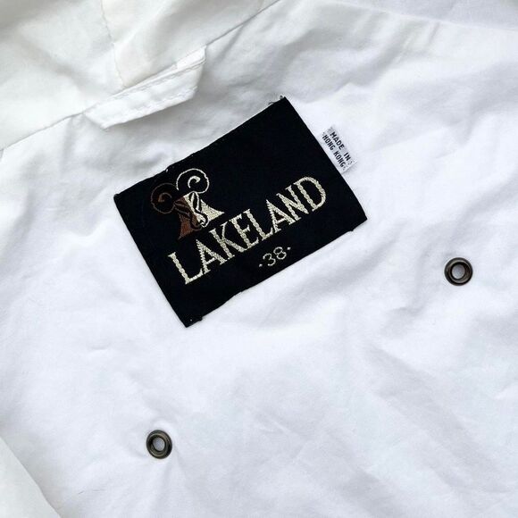 90s Vintage Minimal White Cotton Field Coat Hooded Jacket Medium Women’s - Picture 4 of 4